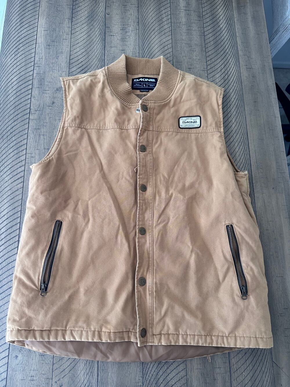 VTG Dakine Men’s Brown Canvas Duck Workwear Button Utility Vest Size Large L